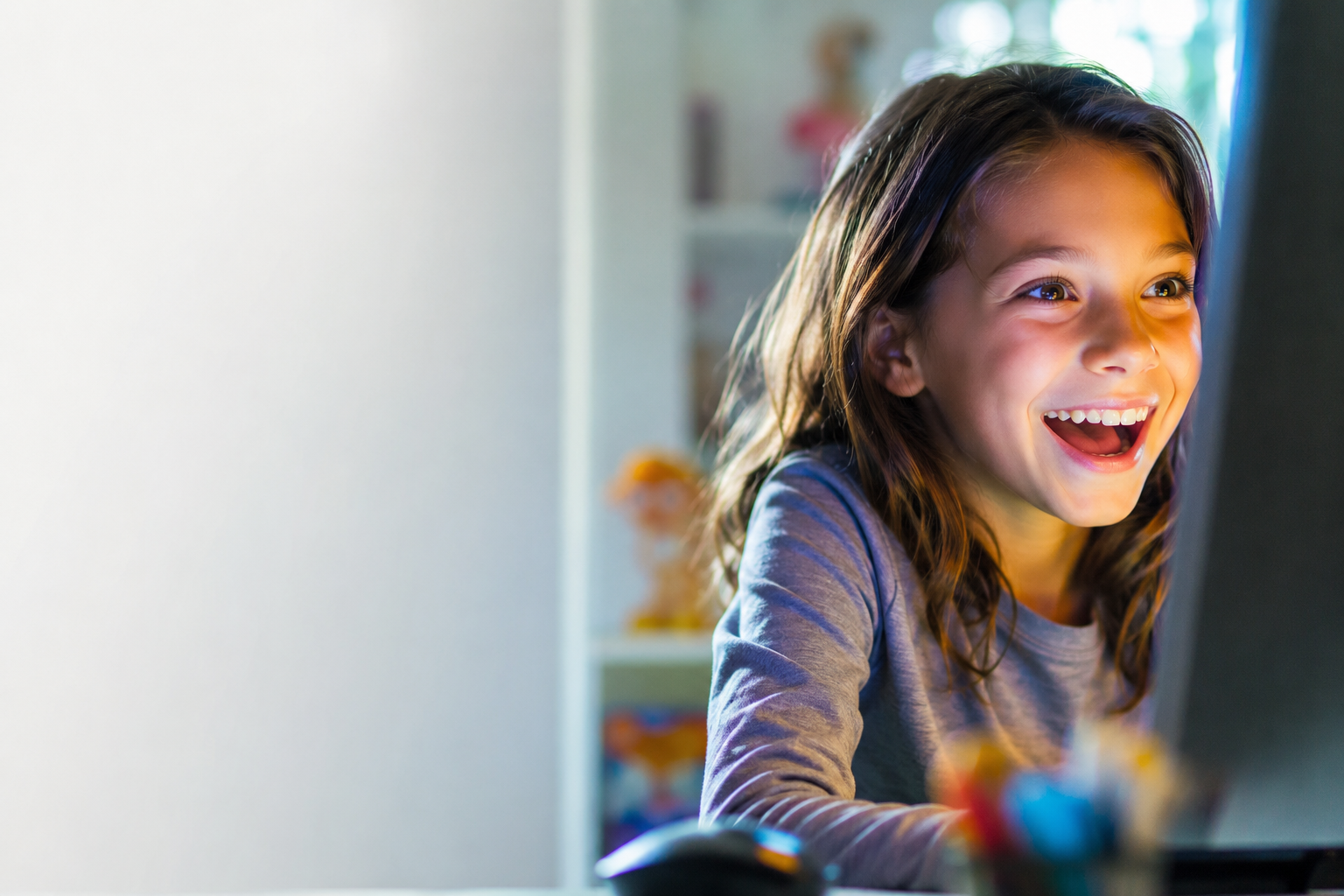 A child playing a 3D learning game