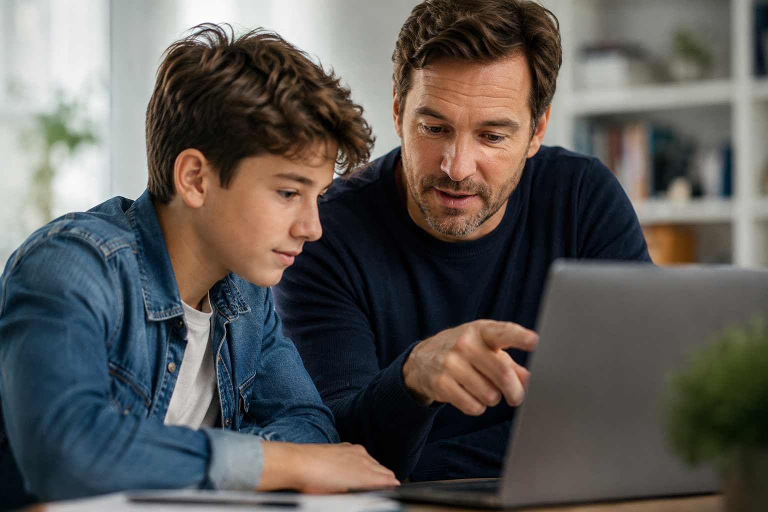 A parent and student learning together